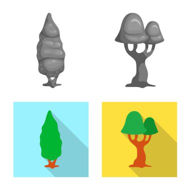 Ağaç ve doğa işaret yalıtılmış nesne. Web için ağaç ve taç hisse senedi simgesi kümesi.