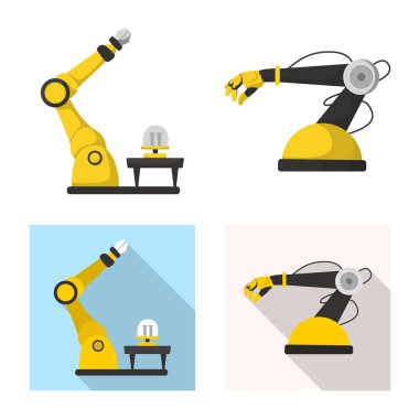 Robot ve fabrika logo vektör Illustration. Robot ve uzay hisse senedi vektör çizim seti.