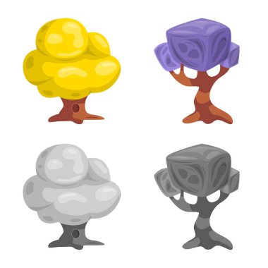 Ağaç ve doğa simge vektör Illustration. Ağaç ve taç hisse senedi vektör çizim topluluğu.