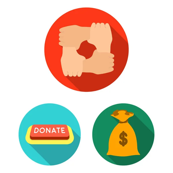 Caridade e doação ícones planos em coleção de conjuntos para design. Material ajuda vetor símbolo web ilustração . — Vetor de Stock