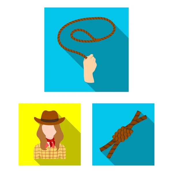 Rodeo, competition flat icons in set collection for design. Cowboy and equipment vector symbol stock web illustration. — Stock Vector