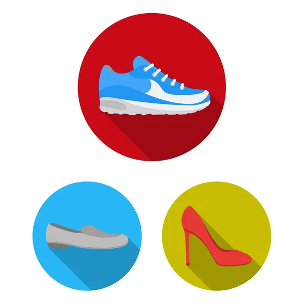 Una variedad de zapatos iconos planos en la colección de conjuntos para el diseño. Bota, zapatillas vector símbolo stock web ilustración . — Vector de stock