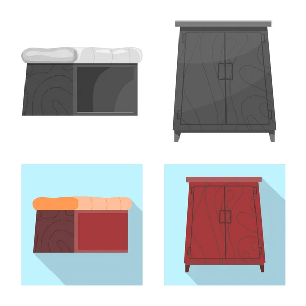 Isolerade objekt av möbler och lägenhet symbol. Uppsättning av möbler och hem lager vektorillustration. — Stock vektor