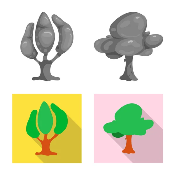 Vektor design av träd och naturen logotyp. Uppsättning av trädet och crown lager vektorillustration. — Stock vektor