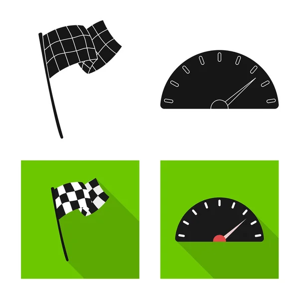 Diseño vectorial del coche y el icono del rally. Colección de coche y la raza símbolo de stock para la web . — Vector de stock