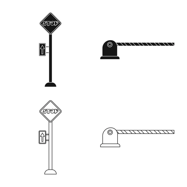 Diseño vectorial de la señal de tren y estación. Conjunto de tren y billete símbolo de stock para web . — Vector de stock