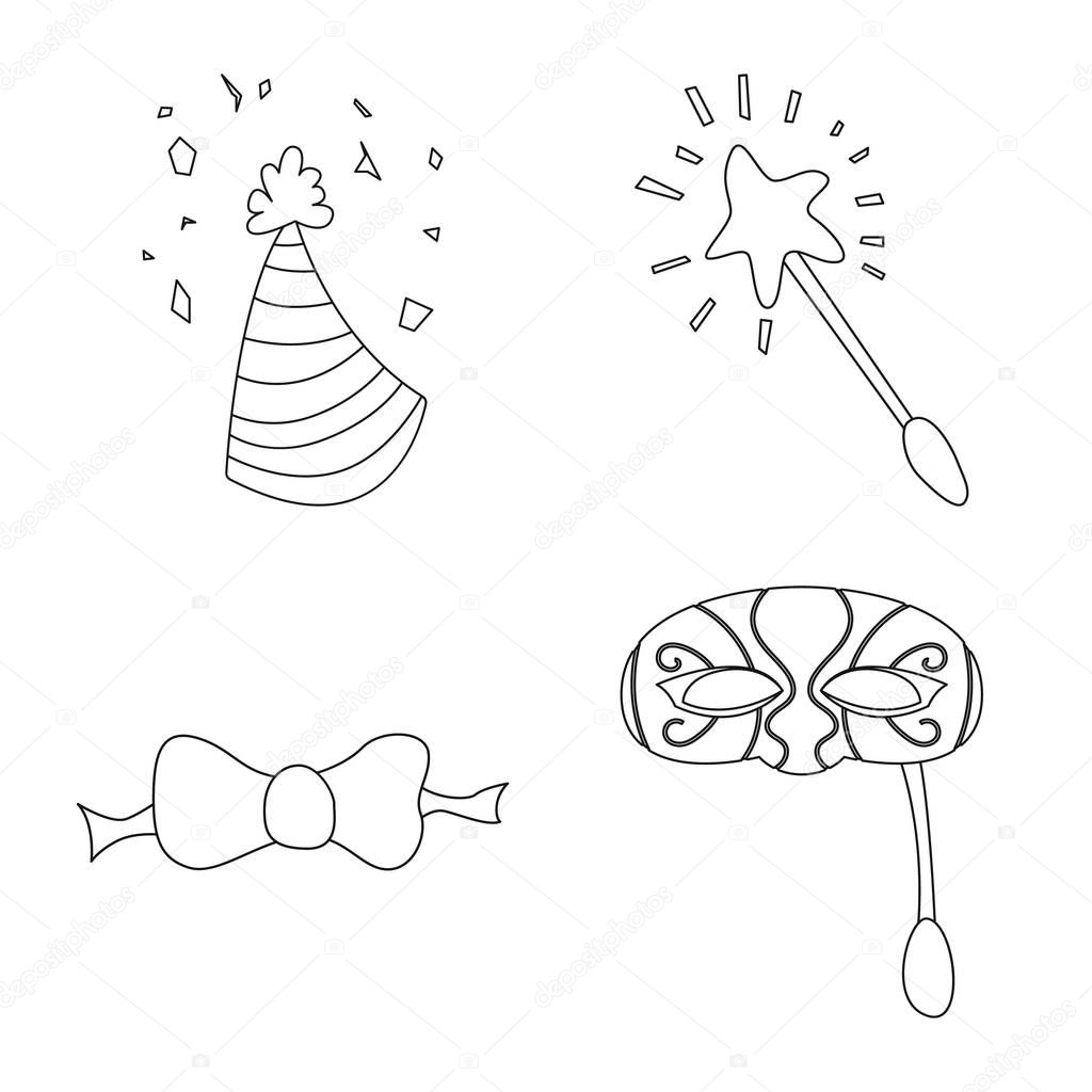 Isolated object of party and birthday icon. Set of party and celebration vector icon for stock.