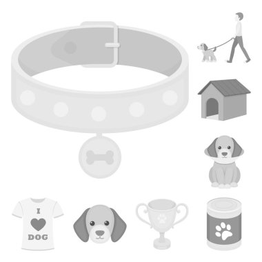 Set koleksiyonu tasarım için evde beslenen hayvan köpek tek renkli simgeler. Köpek yavrusu vektör simge stok web çizim için bakım.