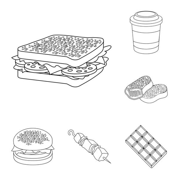 Fast food disposition ikoner i set insamling för design. Mat från halvfabrikat vektor symbol lager web illustration. — Stock vektor