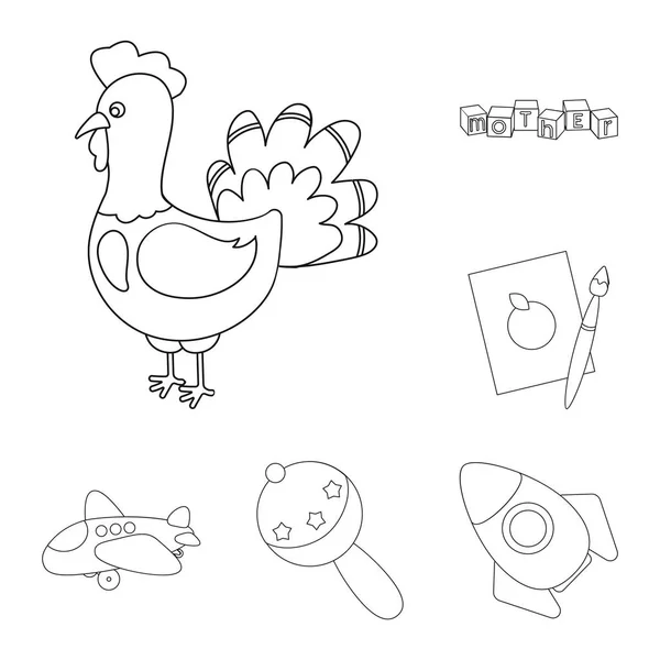 Los niños esbozan iconos en la colección de conjuntos para el diseño. Juego y bauble vector símbolo stock web ilustración . — Vector de stock