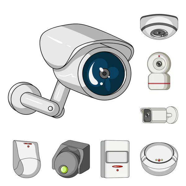 Ilustración vectorial de cctv y logotipo de la cámara. Conjunto de cctv y sistema de ilustración de vector de stock . — Vector de stock