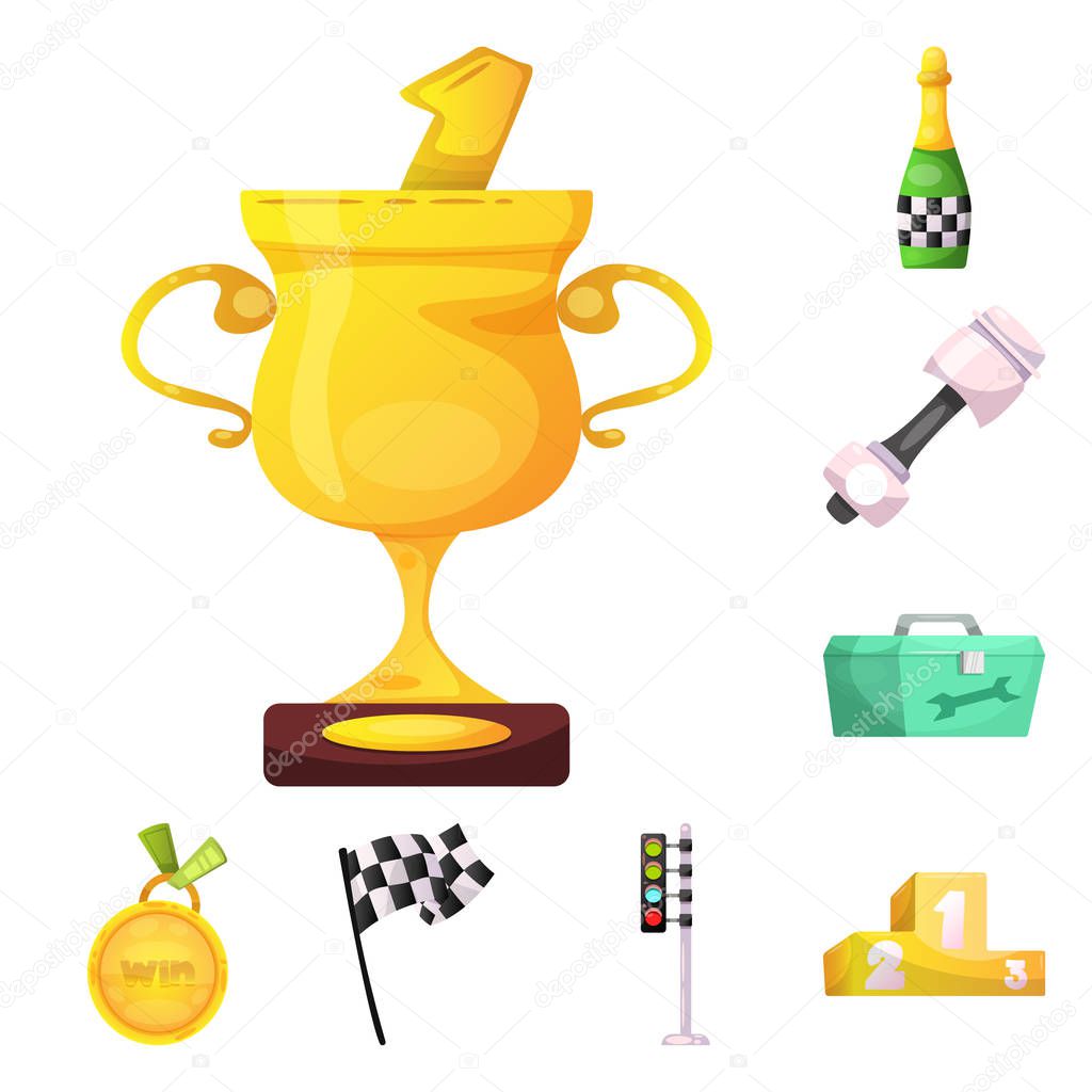 Vector design of car and rally symbol. Set of car and race stock vector illustration.