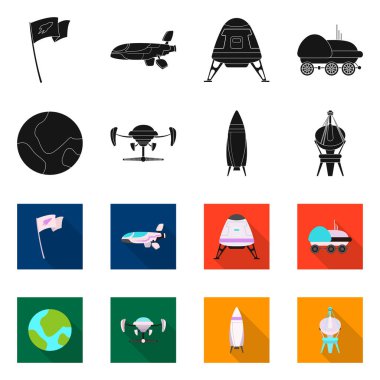 Mars ve uzay simge yalıtılmış nesne. Mars ve hisse senedi için gezegen vektör simge kümesi.