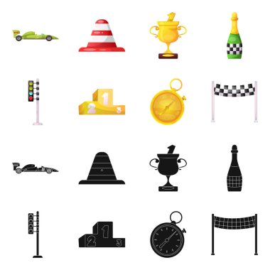 Araba ve ralli simge vektör Illustration. Araba ve yarış hisse senedi simgesi web için kümesi.
