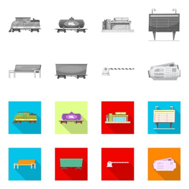 Tren ve İstasyonu simge vektör tasarımı. Tren ve bilet hisse senedi simgesi için web topluluğu.