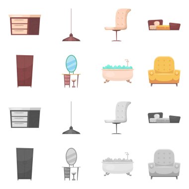 Mobilya ve daire sembolü yalıtılmış nesne. Mobilya ve ev vektör simgesini hissenin koleksiyonu.