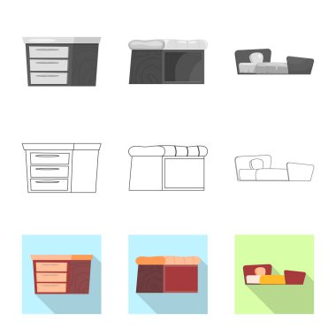 İzole işareti mobilya ve daire nesne. Mobilya ve ev hisse senedi simgesi için web topluluğu.