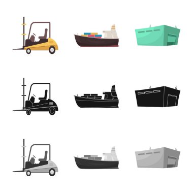 Yalıtılmış nesne mal ve kargo logo. Ürünler ve hisse senedi için ambar vektör simge koleksiyonu.