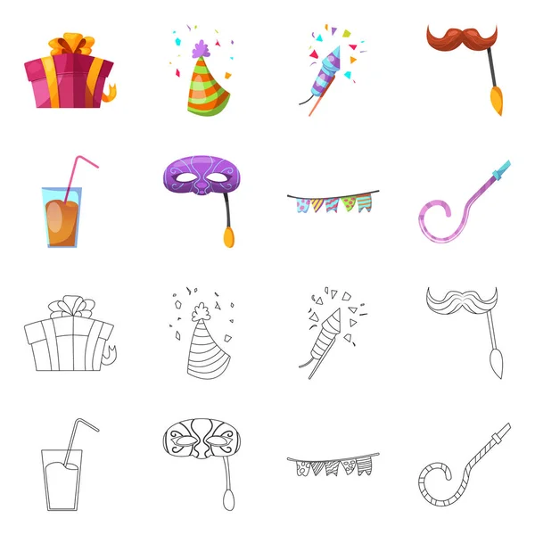 Illustration vectorielle de fête et signe d'anniversaire. Ensemble de fête et de célébration stock symbole pour le web . — Image vectorielle