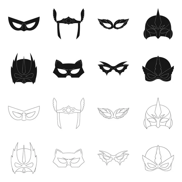 Objeto aislado del logotipo de héroe y máscara. Conjunto de héroe y superhéroe stock vector ilustración . — Archivo Imágenes Vectoriales