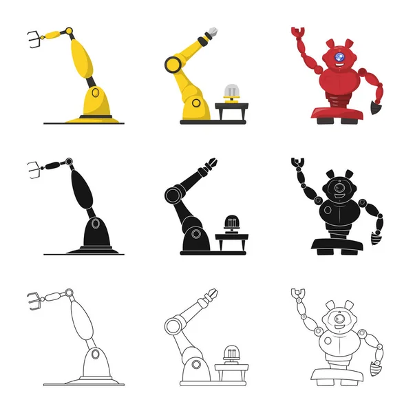 Vektor design av roboten och fabriken logotyp. Samling av roboten och utrymme lager vektorillustration. — Stock vektor