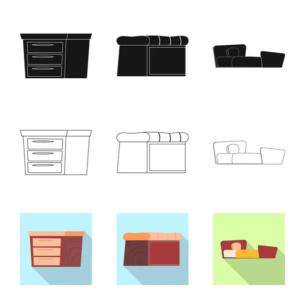 Vektorillustration von Möbeln und Wohnungslogo. Set von Möbeln und Home Vektor Icon für Lager. — Stockvektor