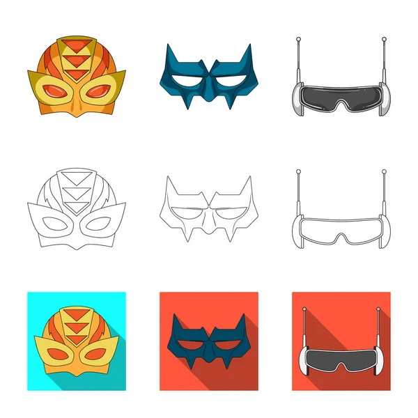 Vektor design av hjälte och mask symbol. Samling av hjälte och superhjälte aktiesymbol för webben. — Stock vektor