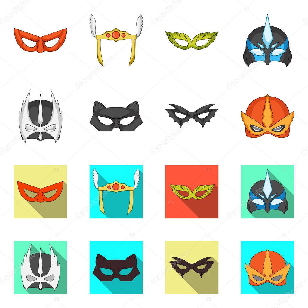 Vector design of hero and mask icon. Collection of hero and superhero stock symbol for web.