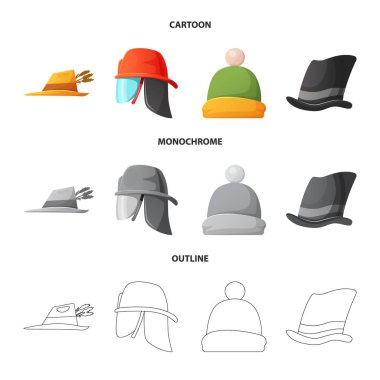 Şapkalar ve kap sembolü yalıtılmış nesne. Şapkalar ve web için aksesuar hisse senedi simgesi.