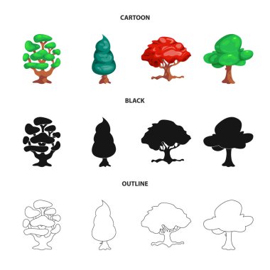 Ağaç ve doğa simge vektör Illustration. Web için ağaç ve taç hisse senedi simgesi kümesi.