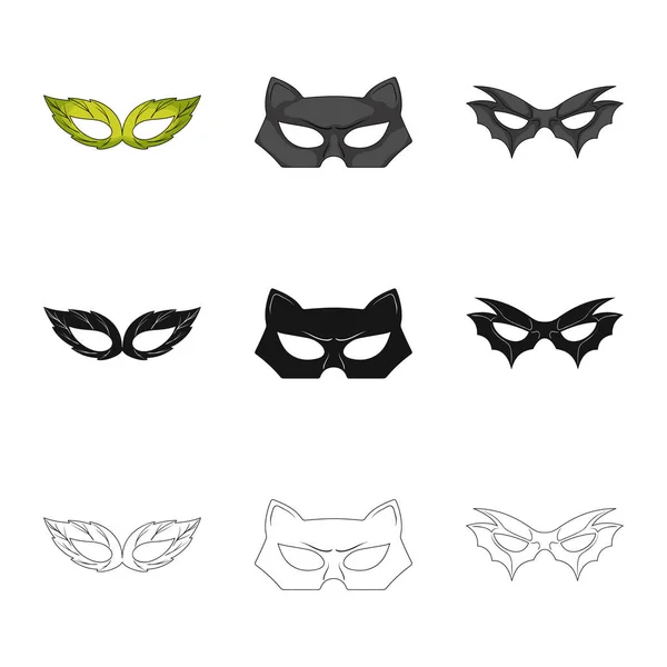 Objeto isolado de ícone de herói e máscara. Conjunto de herói e símbolo de estoque de super-herói para web . — Vetor de Stock