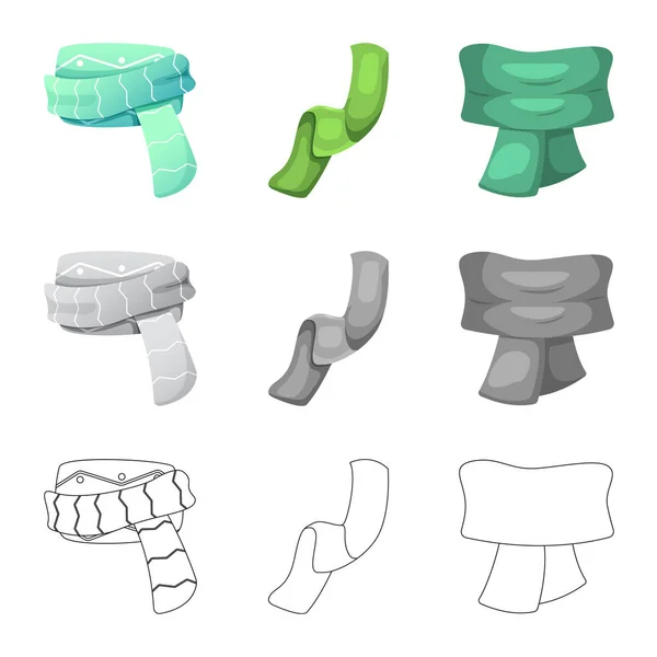 스카프와 목도리 로그인의 일러스트 벡터. 스카프와 재고에 대 한 액세서리 벡터 아이콘의 컬렉션. — 스톡 벡터