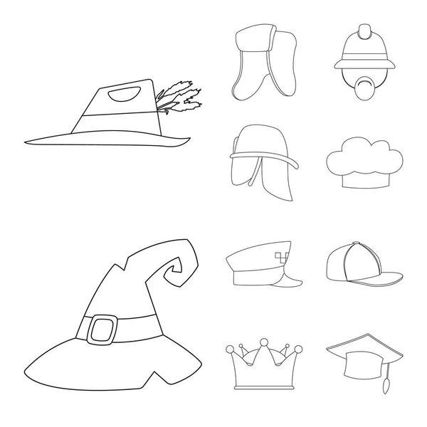 Diseño vectorial de la cabeza y el logotipo de la tapa. Conjunto de sombreros y accesorios stock vector ilustración . — Archivo Imágenes Vectoriales