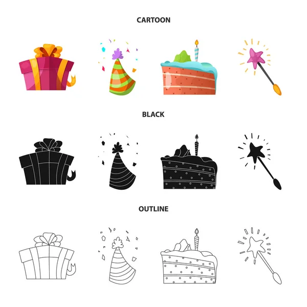 党和生日符号的矢量设计 集合党和庆祝媒介图标为股票 — 图库矢量图片
