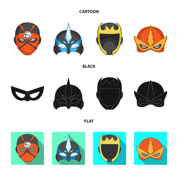 Vectorillustratie van held en masker logo. Collectie van held en superheld voorraad vectorillustratie. — Stockvector