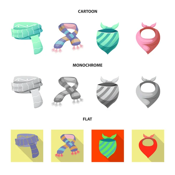 Векторная иллюстрация логотипа шарфа и платка. Коллекция векторных иллюстраций шарфов и аксессуаров . — стоковый вектор