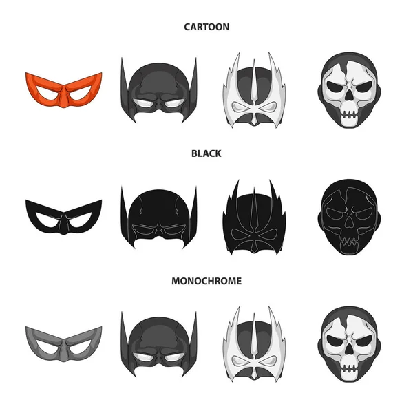 Vector ontwerp van held en masker logo. Set van held en superheld aandelensymbool voor web. — Stockvector