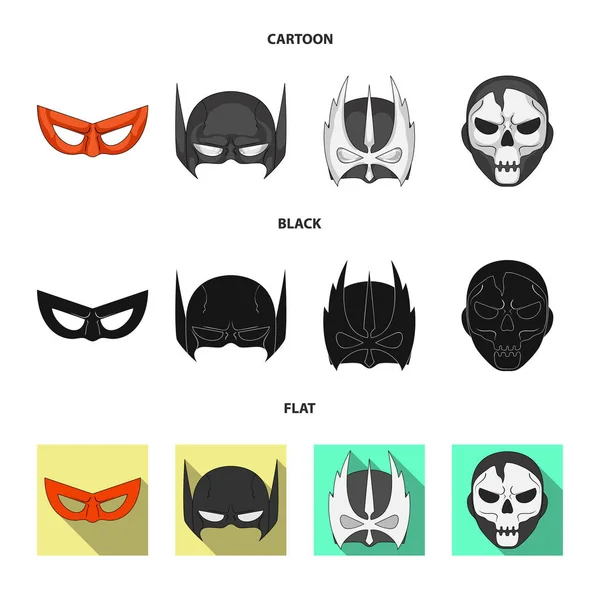 Diseño vectorial del logotipo del héroe y la máscara. Conjunto de héroe y superhéroe stock vector ilustración . — Vector de stock