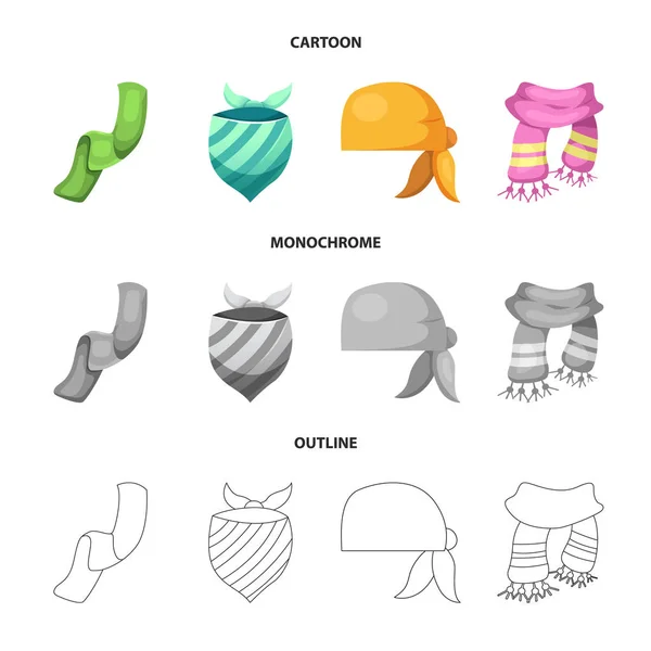 Векторна ілюстрація шарфа і знака хустки. Збірка шарфів та символів аксесуарів для Інтернету . — стоковий вектор