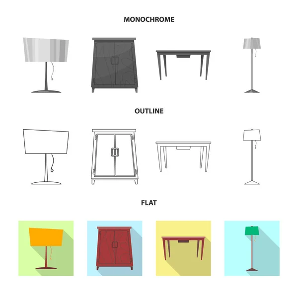 Векторний дизайн меблів і квартирних знаків. Набір меблів і домашній вектор значок на складі . — стоковий вектор