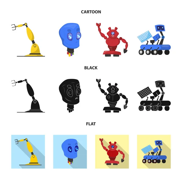 Geïsoleerde object van robot en fabriek symbool. Collectie van robot en ruimtevaart aandelensymbool voor web. — Stockvector
