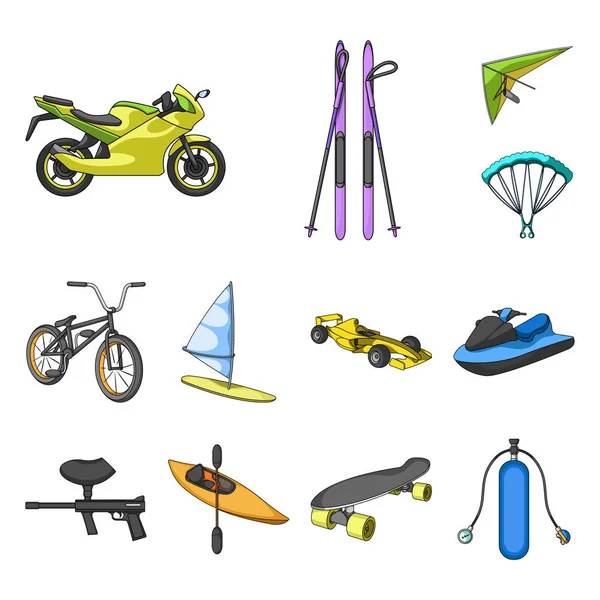 Extreme sport cartoon icons in set collection for design.Different kinds of sports vector symbol stock web illustration. — Stock Vector