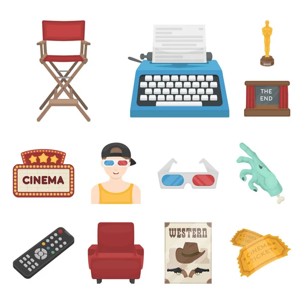 Filme und Kino-Cartoon-Icons in Set-Kollektion für design.movies und Attribute Vektor-Symbol Stock Web-Illustration. — Stockvektor