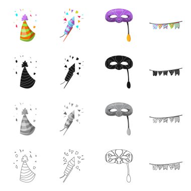 Yalıtılmış nesne parti ve Doğum günü kutsal kişilerin resmi. Parti ve kutlama hisse senedi simgesi için web topluluğu.