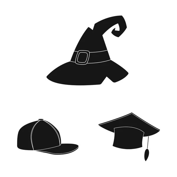 Diseño vectorial de la cabeza y la señal de la tapa. Conjunto de casco y accesorio icono de vector para stock . — Vector de stock