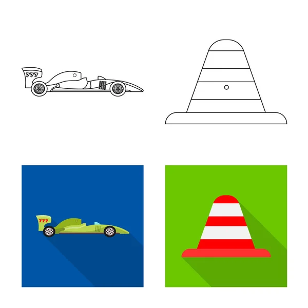 Illustrazione vettoriale del logo dell'auto e del rally. Set di auto e icona vettoriale gara per magazzino . — Vettoriale Stock