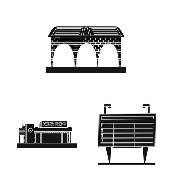 Objeto isolado do ícone do trem e da estação. Conjunto de ilustração do vetor de estoque de trem e bilhete . — Vetor de Stock