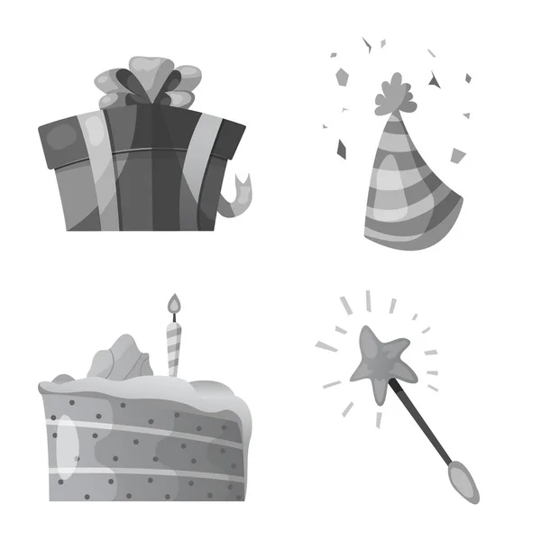 Векторная иллюстрация значка вечеринки и дня рождения. Набор праздничных и праздничных векторных значков для склада . — стоковый вектор