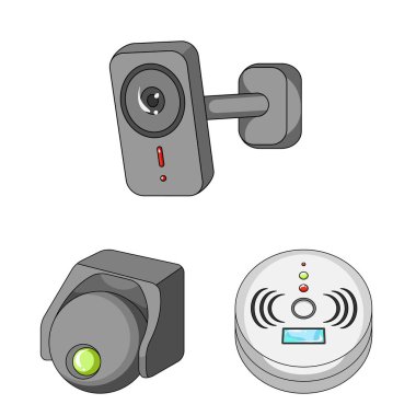 Cctv kamera simgesi vektör Illustration. Cctv ve sistem stok vektör çizim seti.