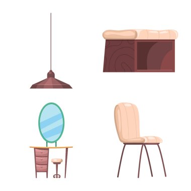 Mobilya ve daire simge vektör tasarımı. Mobilya ve ev vektör simgesini hissenin koleksiyonu.